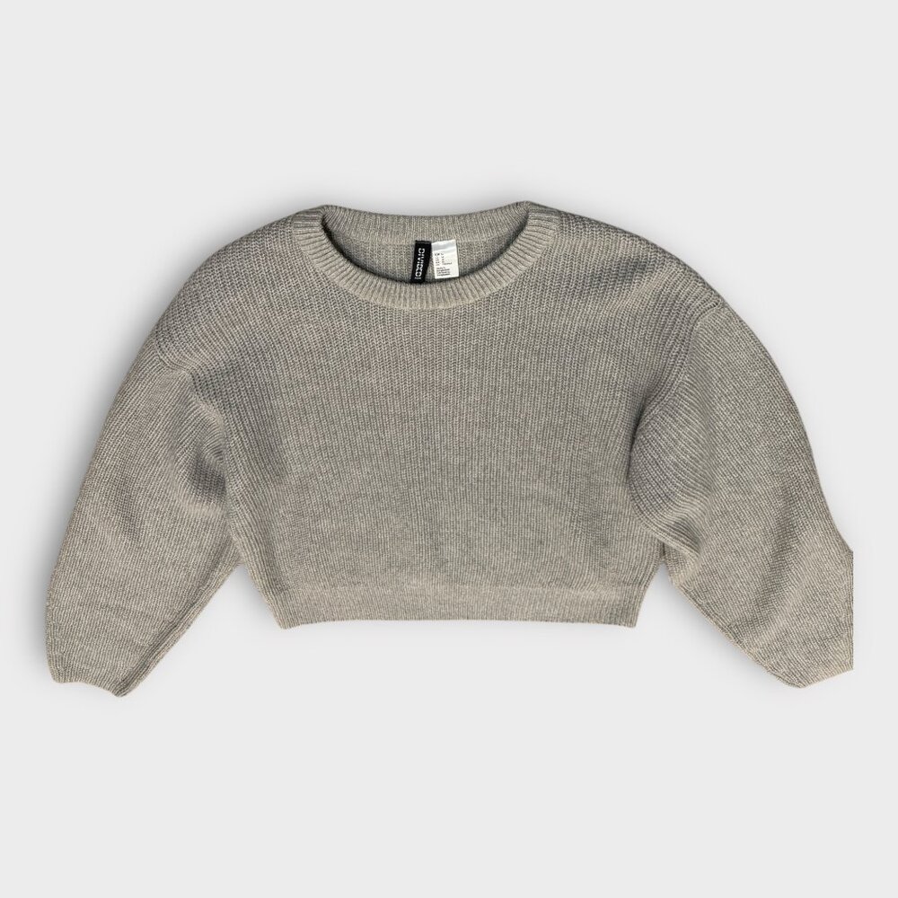 H&M Heather Gray Knit Cropped Sweater - Medium